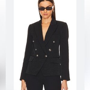 L'Agence Kenzie Black Ribbed Double Breasted Blazer NWOT